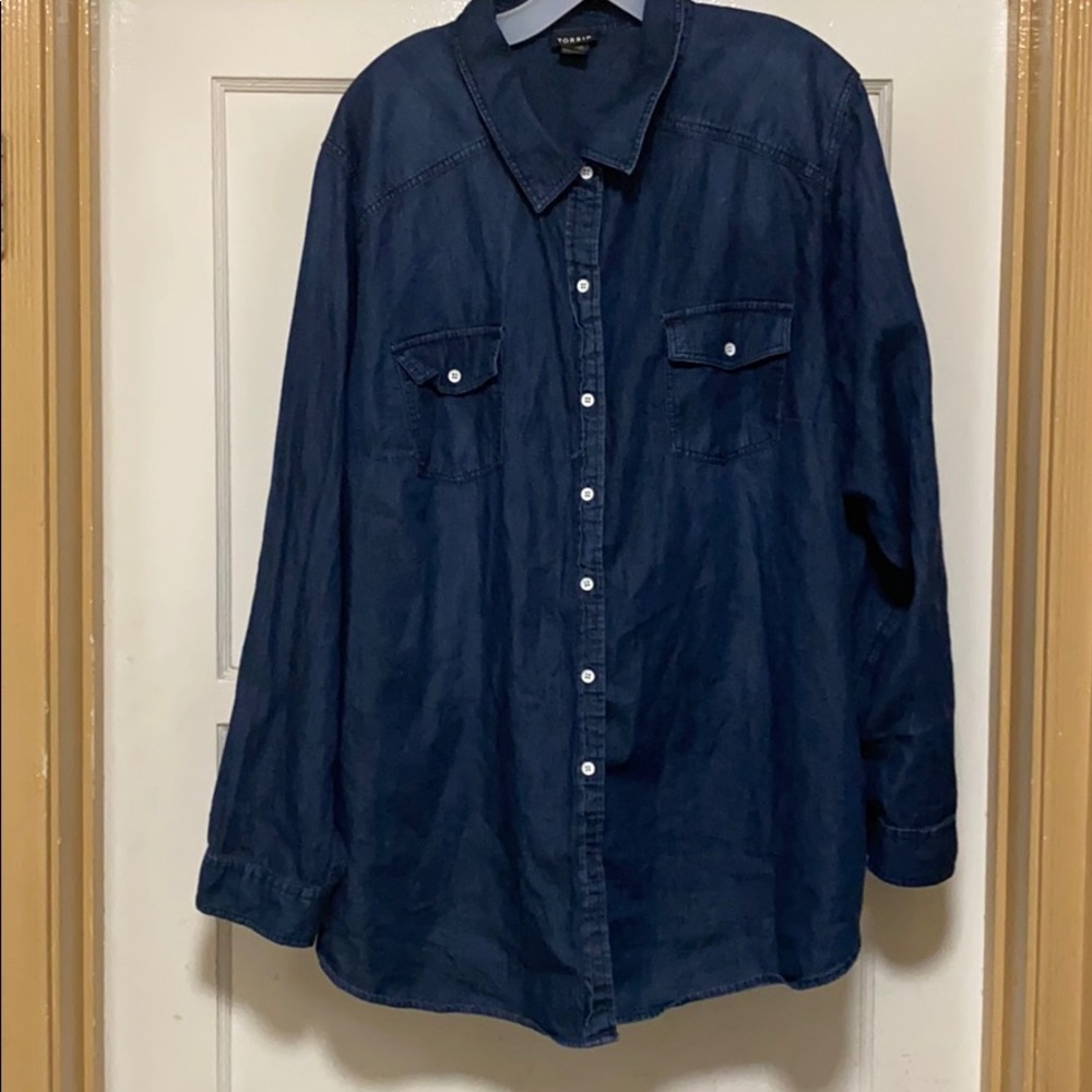 Torrid denim button down top